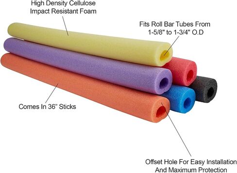 Foam Roll Bar/Cage High-Density Padding, Easy Installation for Maximum Protection of Roll Cage, Set of 6 Roll Bar Padding Sticks, Black, 36 Inches, 3 Inch OD in Saudi Arabia