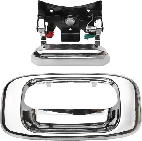 Tailgate Handle Latch and Bezel Trim with Rod Clips | for 1999-2007 Chevy Silverado GMC Sierra 1500 2500 3500 | Replaces# 15997911, 15228539, 15228541, 15228540 in Saudi Arabia