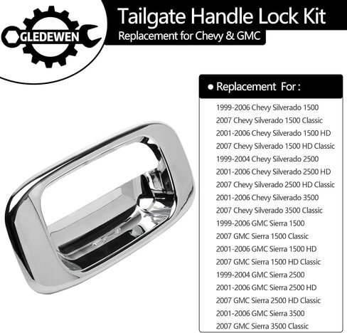 Tailgate Handle Latch and Bezel Trim with Rod Clips | for 1999-2007 Chevy Silverado GMC Sierra 1500 2500 3500 | Replaces# 15997911, 15228539, 15228541, 15228540 in Saudi Arabia