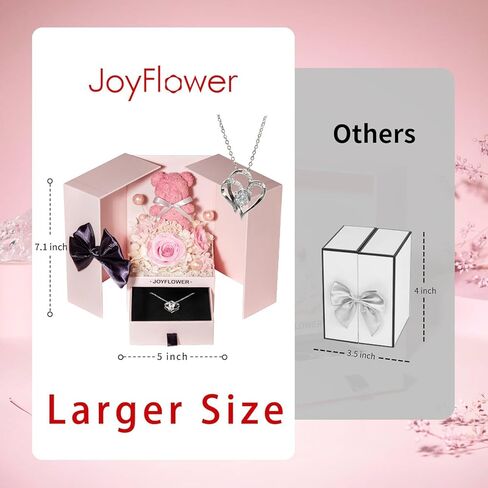 هدايا زهور عيد الأم من JoyFlower للزوجة الأم من زوج الابنة، هدايا عيد ميلاد للنساء، صندوق زهور محفوظ، دب الورد، هدايا زهور الورد إلى الأبد لها، قلائد للأم والزوجة والجدة in Kuwait