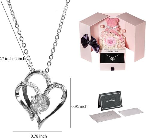 هدايا زهور عيد الأم من JoyFlower للزوجة الأم من زوج الابنة، هدايا عيد ميلاد للنساء، صندوق زهور محفوظ، دب الورد، هدايا زهور الورد إلى الأبد لها، قلائد للأم والزوجة والجدة in Kuwait