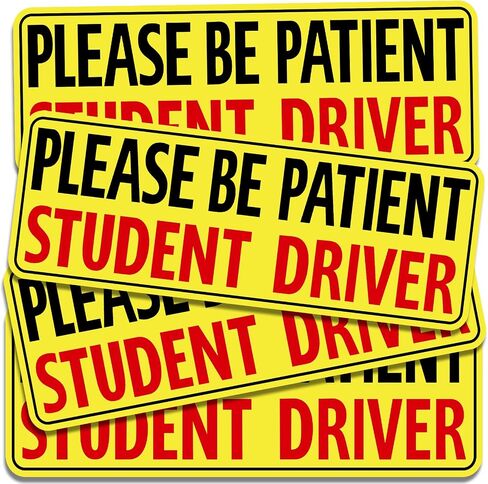 PSLER 4 Pcs New Driver Magnet for Car - Student Driver Car Magnet Funny Safety Warning Magnetic Reflective Reusable Signs for Teenage Driving Gifts in Kuwait