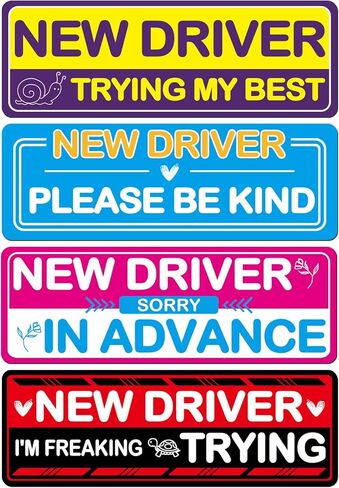 4Pcs Student Driver Magnetic Car Stickers for Beginners, New Magnetic Student Driver Stickers Signs for Car, Bumper Safety Decoration Supplies, Suitable for Students and Novices as Auxiliary Equipment in Saudi Arabia