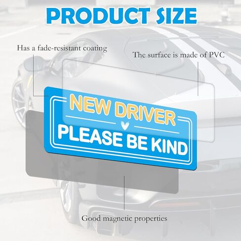 4Pcs Student Driver Magnetic Car Stickers for Beginners, New Magnetic Student Driver Stickers Signs for Car, Bumper Safety Decoration Supplies, Suitable for Students and Novices as Auxiliary Equipment in Saudi Arabia