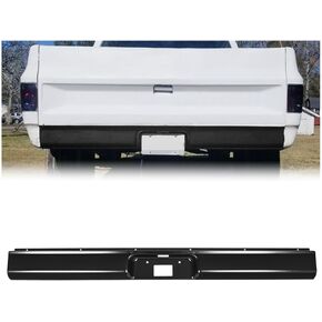 HECASA Rear Roll Pan License Plate Compatible with 1973-1987 Chevy GMC C10 C20 C30 K10 K20 K30 Silverado Fleetside Styleside Bed Steel Bumper Roll Pan W/LED Light Black in Saudi Arabia