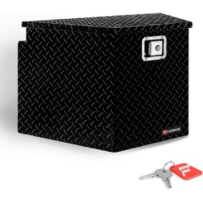 FORWODE 39 Inch Trailer Tongue Box Aluminum Trailer Tool Box for Storage Toolbox, Aluminum Diamond Plate Trailer Tongue Box with Lock - Black in Kuwait
