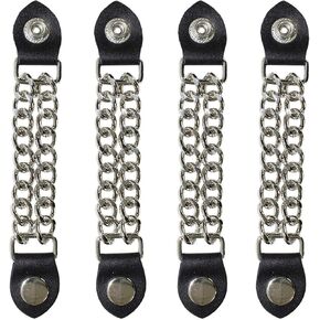 EXCELSIOR Unisex Metal & Leather Chrome Durable Motorcycle Vest Extenders Metal Chain For Bikers -4", 6 1/2", Black (4 pc) in Kuwait