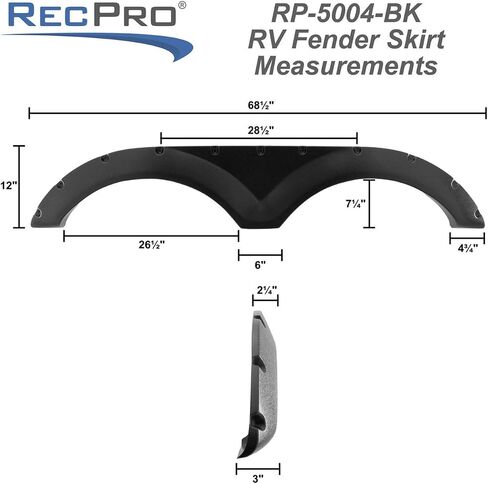 RecPro RV Tandem Fender Skirt | 68 1/2" W x 12" H (2 Fender Skirts, Black) in Saudi Arabia