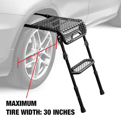 3D Maxpider Custom Fit Modular Tyre Step (أسود) 3 أوضاع (سلم الإطارات/A -Ladder/طي) ، ارتفاع محمول وقابل للتعديل لما يصل إلى 30 "إطارات - خطوة الإطارات in Kuwait