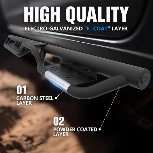 Running Boards Compatible with 2018-2025 Jeep Wrangler JL JLU Unlimited 4 Doors, Two Stairs Design Side Steps Heavy-Duty Steel Nerf Bars Bolt-on Step Plates Rock Sliders Rail, Black in Saudi Arabia