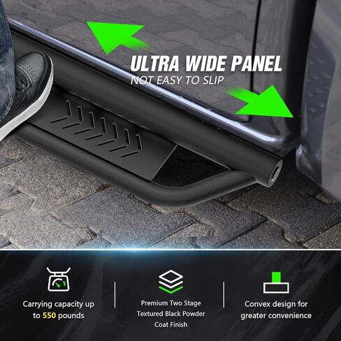 Running Boards Compatible with 2018-2025 Jeep Wrangler JL JLU Unlimited 4 Doors, Two Stairs Design Side Steps Heavy-Duty Steel Nerf Bars Bolt-on Step Plates Rock Sliders Rail, Black in Saudi Arabia