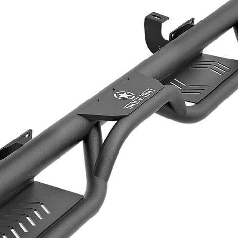 Running Boards Compatible with 2018-2025 Jeep Wrangler JL JLU Unlimited 4 Doors, Two Stairs Design Side Steps Heavy-Duty Steel Nerf Bars Bolt-on Step Plates Rock Sliders Rail, Black in Saudi Arabia