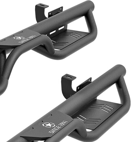 Running Boards Compatible with 2018-2025 Jeep Wrangler JL JLU Unlimited 4 Doors, Two Stairs Design Side Steps Heavy-Duty Steel Nerf Bars Bolt-on Step Plates Rock Sliders Rail, Black in Saudi Arabia