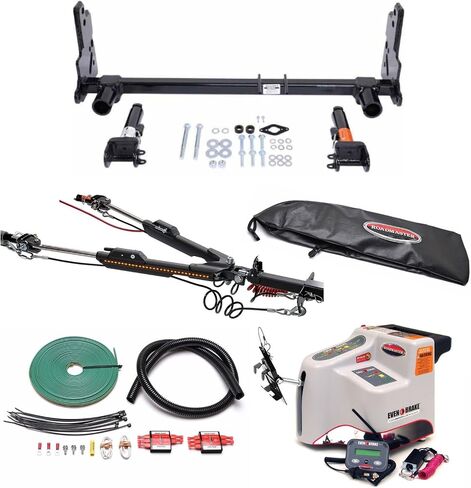 Roadmaster Nighthawk Tow Bar و Combo Baseplate مع مجموعة الأسلاك الاقتصادية العالمية وحتى نظام الفرامل الإضافي يناسب 2019-2025 Gladiator JT Mojave | يشمل شارات in Kuwait