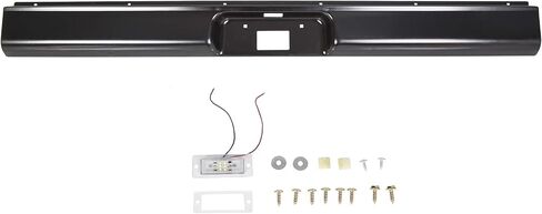 HECASA Rear Roll Pan License Plate Compatible with 1973-1987 Chevy GMC C10 C20 C30 K10 K20 K30 Silverado Fleetside Styleside Bed Steel Bumper Roll Pan W/LED Light Black in Saudi Arabia