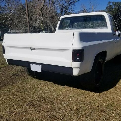 HECASA Rear Roll Pan License Plate Compatible with 1973-1987 Chevy GMC C10 C20 C30 K10 K20 K30 Silverado Fleetside Styleside Bed Steel Bumper Roll Pan W/LED Light Black in Saudi Arabia