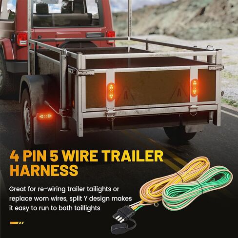 Oyviny 4 Pin 5 Wire Trailer Wiring Harness 18 Inches, 16AWG Pure Copper Wishbond Trailer Light Wiring for Utility Rewiring Both-Side Taillights 4 Way Flat Replacement Plug in Saudi Arabia