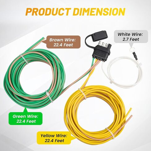 Oyviny 4 Pin 5 Wire Trailer Wiring Harness 18 Inches, 16AWG Pure Copper Wishbond Trailer Light Wiring for Utility Rewiring Both-Side Taillights 4 Way Flat Replacement Plug in Saudi Arabia