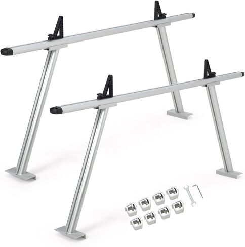 Pickup Truck Ladder Rack | Adjustable 19" - 34" Width & 38.6" - 44" Height | 250 LB. Load Capacity | Drilling Mounting Steel Truck Bed Rack | Ideal for Kayak, Surfboard, Lumber (2 Pack) in Saudi Arabia