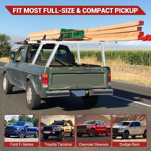 Pickup Truck Ladder Rack | Adjustable 19" - 34" Width & 38.6" - 44" Height | 250 LB. Load Capacity | Drilling Mounting Steel Truck Bed Rack | Ideal for Kayak, Surfboard, Lumber (2 Pack) in Saudi Arabia