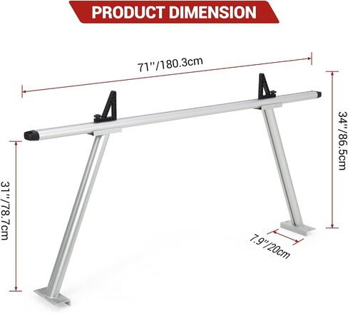 Pickup Truck Ladder Rack | Adjustable 19" - 34" Width & 38.6" - 44" Height | 250 LB. Load Capacity | Drilling Mounting Steel Truck Bed Rack | Ideal for Kayak, Surfboard, Lumber (2 Pack) in Saudi Arabia