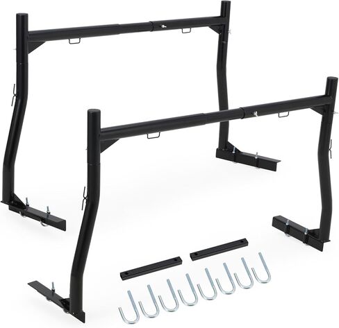 Pickup Truck Ladder Rack | Adjustable 19" - 34" Width & 38.6" - 44" Height | 250 LB. Load Capacity | Drilling Mounting Steel Truck Bed Rack | Ideal for Kayak, Surfboard, Lumber (2 Pack) in Kuwait