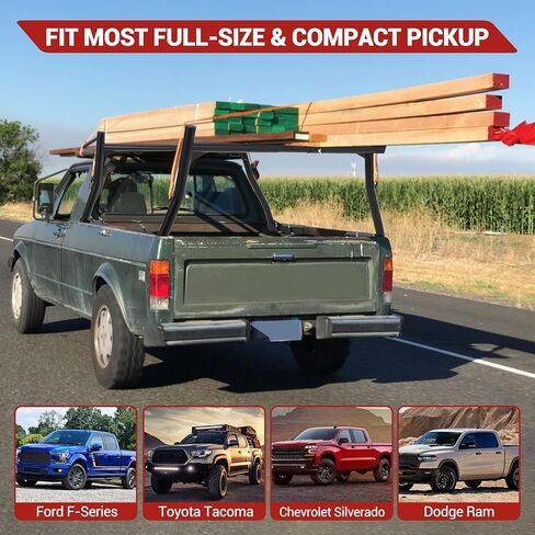 Pickup Truck Ladder Rack | Adjustable 19" - 34" Width & 38.6" - 44" Height | 250 LB. Load Capacity | Drilling Mounting Steel Truck Bed Rack | Ideal for Kayak, Surfboard, Lumber (2 Pack) in Kuwait