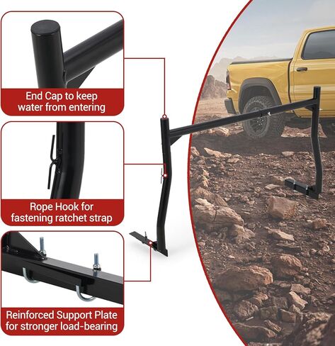 Pickup Truck Ladder Rack | Adjustable 19" - 34" Width & 38.6" - 44" Height | 250 LB. Load Capacity | Drilling Mounting Steel Truck Bed Rack | Ideal for Kayak, Surfboard, Lumber (2 Pack) in Kuwait