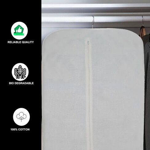 100% Cotton Garment Bag | Long | Breathable Garment Bags for Hanging Clothes | Garment Storage Bag for Long Dresses & Coats Storage | Pack of 1 (42 Inch) in Saudi Arabia