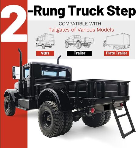 HECASA Truck Step 2-Rung Retractable Tailgate Ladder Heavy Duty Steel Black Powder Coated Truck Bed Ladder W/L-Shaped Bracket 27 Inch Truck & Trailer Accessories in Kuwait