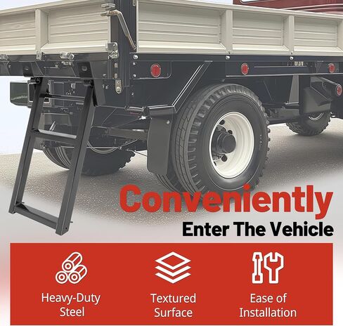 HECASA Truck Step 2-Rung Retractable Tailgate Ladder Heavy Duty Steel Black Powder Coated Truck Bed Ladder W/L-Shaped Bracket 27 Inch Truck & Trailer Accessories in Kuwait