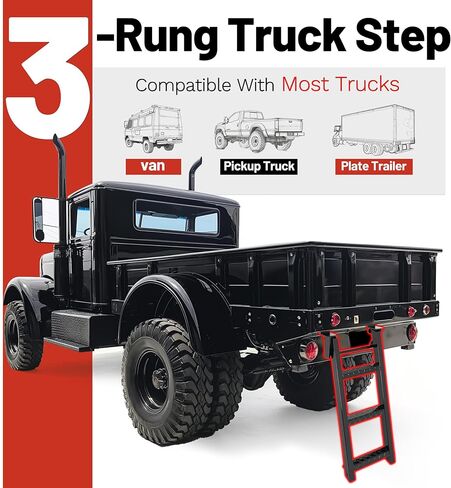 HECASA Truck Step 2-Rung Retractable Tailgate Ladder Heavy Duty Steel Black Powder Coated Truck Bed Ladder W/L-Shaped Bracket 27 Inch Truck & Trailer Accessories in Kuwait