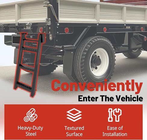 HECASA Truck Step 2-Rung Retractable Tailgate Ladder Heavy Duty Steel Black Powder Coated Truck Bed Ladder W/L-Shaped Bracket 27 Inch Truck & Trailer Accessories in Kuwait