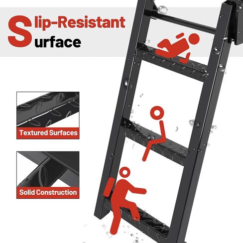 HECASA Truck Step 2-Rung Retractable Tailgate Ladder Heavy Duty Steel Black Powder Coated Truck Bed Ladder W/L-Shaped Bracket 27 Inch Truck & Trailer Accessories in Kuwait