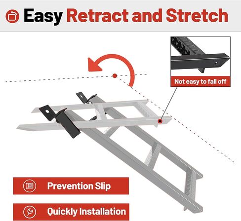 HECASA Truck Step 2-Rung Retractable Tailgate Ladder Heavy Duty Steel Black Powder Coated Truck Bed Ladder W/L-Shaped Bracket 27 Inch Truck & Trailer Accessories in Kuwait