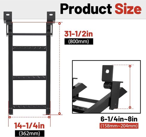 HECASA Truck Step 2-Rung Retractable Tailgate Ladder Heavy Duty Steel Black Powder Coated Truck Bed Ladder W/L-Shaped Bracket 27 Inch Truck & Trailer Accessories in Kuwait