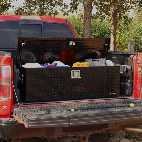 FORWODE 48 Inch Truck Bed Tool Box Aluminum for Pickup Truck Bed RV Toolbox Truck Bed Toolboxes Heavy Duty Waterproof Truck Storage Organizer Chest with Handle and Lock - Black in Saudi Arabia