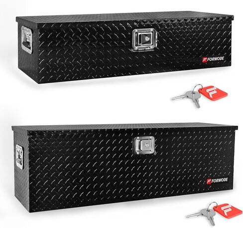 FORWODE 48 Inch Truck Bed Tool Box Aluminum for Pickup Truck Bed RV Toolbox Truck Bed Toolboxes Heavy Duty Waterproof Truck Storage Organizer Chest with Handle and Lock - Black in Saudi Arabia