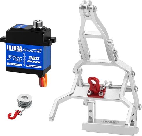 injora injs2065-360 مقاوم للماء 7 كجم وينش سيرفو وسحب الشاحنة رافعة طقم 1/18 TRX4M (أسود) in Saudi Arabia