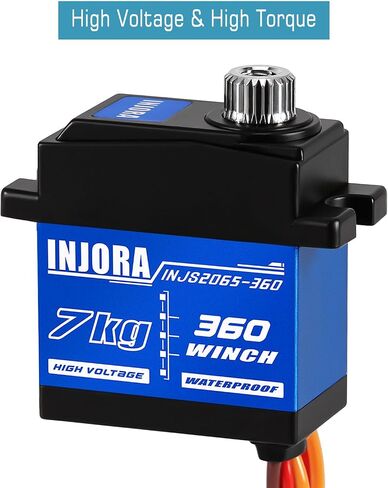 injora injs2065-360 مقاوم للماء 7 كجم وينش سيرفو وسحب الشاحنة رافعة طقم 1/18 TRX4M (أسود) in Saudi Arabia