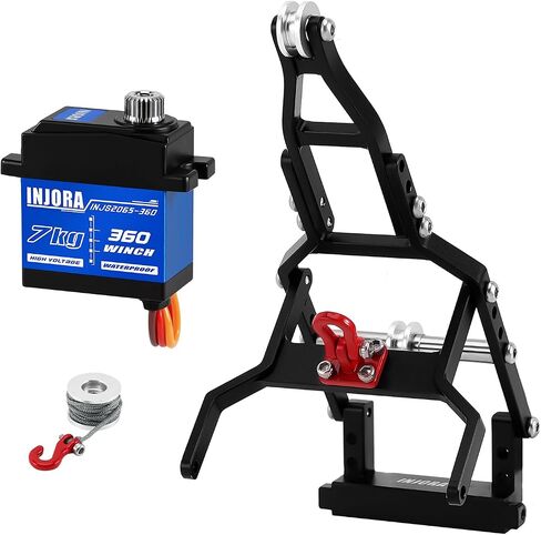 INJORA INJS2065-360 Waterproof 7KG Winch Servo & Tow Truck Crane Kit for 1/18 TRX4M(Black) in Kuwait