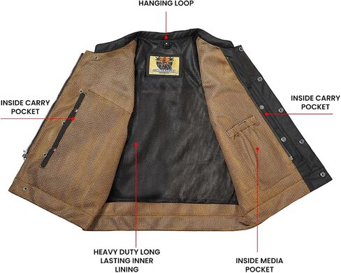 Daniel Smart Men’s Motorcycle Mesh Vest Low side Biker & Breathable Riding Gear Summer Vest with Zipper Closure in Kuwait