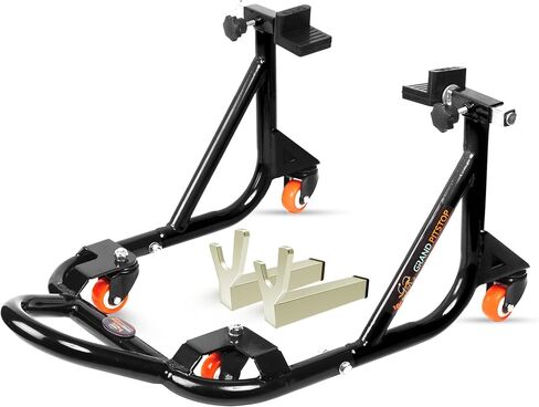 Grand Pitstop Universal Adjustable Rear Paddock Stand for Motorcycle with Swingarm Rest (360° Dismantable, Black, Motorcycle Weight Up to 500 lbs/ 226 Kgs) in Kuwait