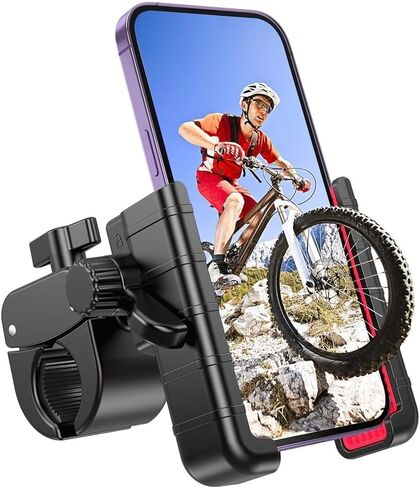 حامل هاتف دراجة نارية/دراجة ، 360 درجة ، حامل مقود مقاوم للصدمات - تصميم صديق للكاميرا لـ iPhone & Android (4.5-7.0 - يتناسب الدراجات البخارية الكهربائية والدراجات الأوساخ والدراجات الجبلية in Saudi Arabia