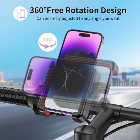 حامل هاتف دراجة نارية/دراجة ، 360 درجة ، حامل مقود مقاوم للصدمات - تصميم صديق للكاميرا لـ iPhone & Android (4.5-7.0 - يتناسب الدراجات البخارية الكهربائية والدراجات الأوساخ والدراجات الجبلية in Saudi Arabia