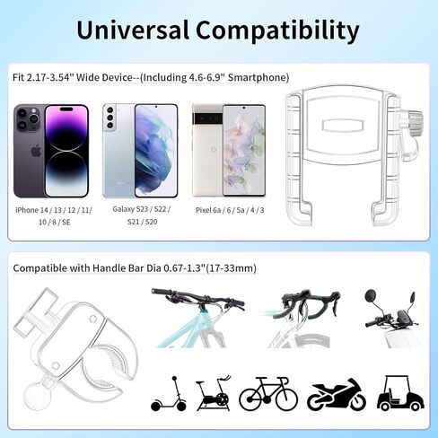 حامل هاتف دراجة نارية/دراجة ، 360 درجة ، حامل مقود مقاوم للصدمات - تصميم صديق للكاميرا لـ iPhone & Android (4.5-7.0 - يتناسب الدراجات البخارية الكهربائية والدراجات الأوساخ والدراجات الجبلية in Saudi Arabia