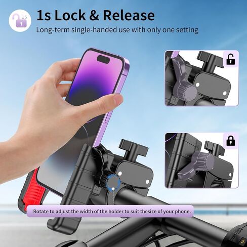 حامل هاتف دراجة نارية/دراجة ، 360 درجة ، حامل مقود مقاوم للصدمات - تصميم صديق للكاميرا لـ iPhone & Android (4.5-7.0 - يتناسب الدراجات البخارية الكهربائية والدراجات الأوساخ والدراجات الجبلية in Saudi Arabia