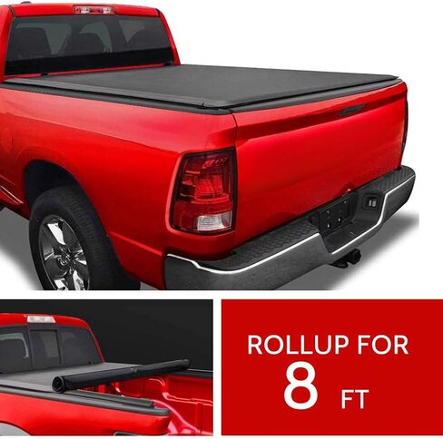 SCITOO Soft Roll-Up Truck Tonneau Covers Compatible with 1988-2007 for Chevy Silverado C/K for GMC Sierra C/K Truck Bed Cover Black (8ft) in Saudi Arabia