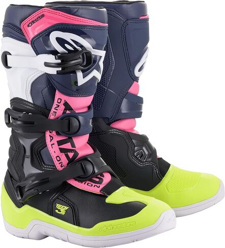 Alpinestars 2014018-1176-5 Tech 3S Youth Boots Black/Dark Blue/Pink Fluo SZ 05 in Kuwait