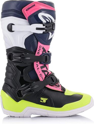Alpinestars 2014018-1176-5 Tech 3S Youth Boots Black/Dark Blue/Pink Fluo SZ 05 in Kuwait